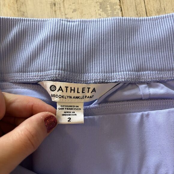 Athleta Size 2 Brooklyn Ankle Pant Periwinkle Purple Athleisure Pull On Travel - Picture 8 of 12